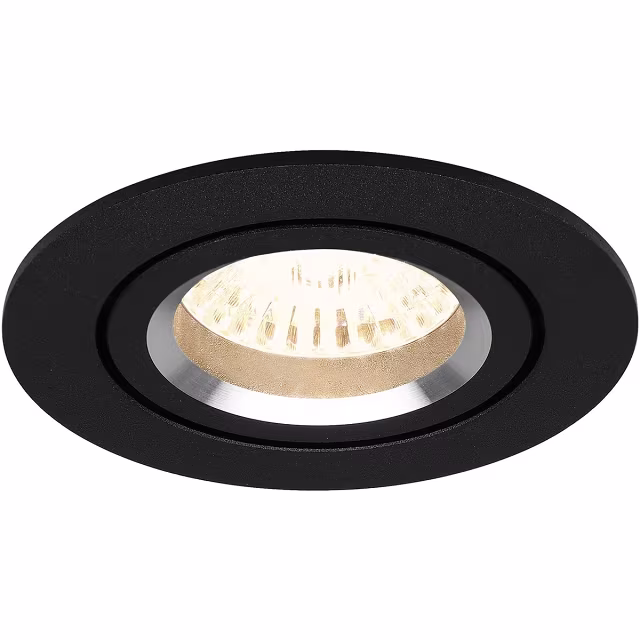HLW LED Dimmable Tiltable LED Spotlight 9W - Round Matte Black Recessed Spotlight GU10