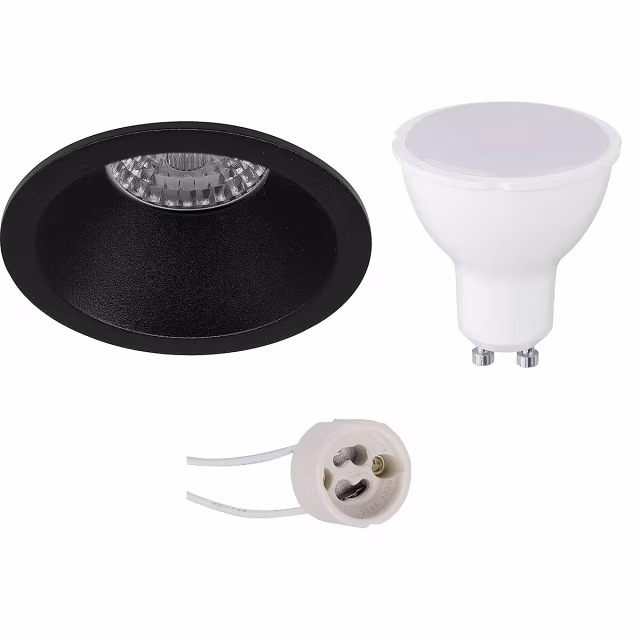 LED Spot Set 6W Dimbaar Mat Zwart GU10 Inbouw 3000K Lichtbronnen LED Spot Set 6W Dimbaar Mat Zwart GU10 Inbouw 3000K Lichtbronnen