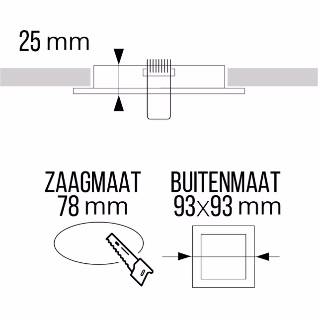 HLW LED LED Spot Set 6W - Dimbare Vierkante Inbouwspot Mat Zwart GU10 Warm Wit 3000K HLW LED LED Spot Set 6W - Dimbare Vierkante Inbouwspot Mat Zwart GU10 Warm Wit 3000K