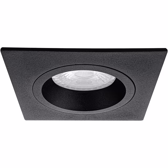 vierkante mat zwarte dimbare LED inbouwspot met GU10 fitting en 4000K neutraal wit licht vierkante mat zwarte dimbare LED inbouwspot met GU10 fitting en 4000K neutraal wit licht