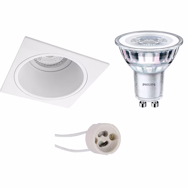 Dimbare LED inbouwspot 2700K vierkant GU10 3W 230lm mat wit Lichtbronnen