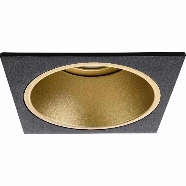 rond dimbare LED inbouwspot mat zwart met goud accent, 3.7W, 270 lm, warm wit licht 2200-2700K rond dimbare LED inbouwspot mat zwart met goud accent, 3.7W, 270 lm, warm wit licht 2200-2700K