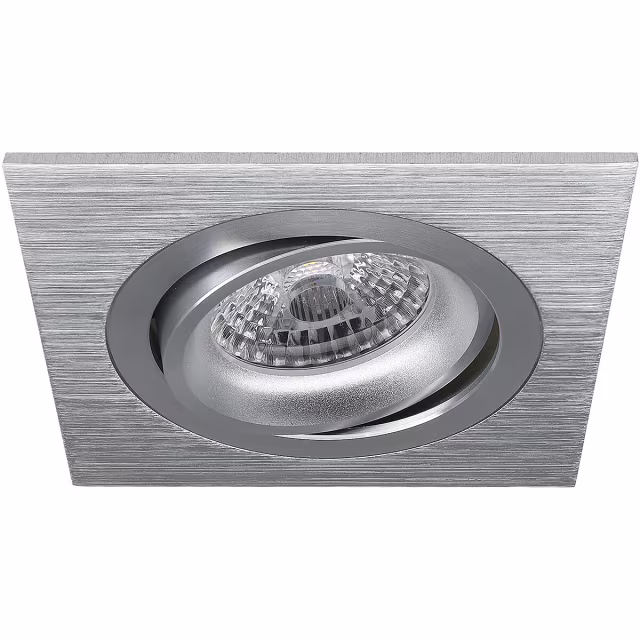 Mat zilveren kantelbare LED inbouwspot 8W met GU10 fitting en warm wit licht 3000K Mat zilveren kantelbare LED inbouwspot 8W met GU10 fitting en warm wit licht 3000K