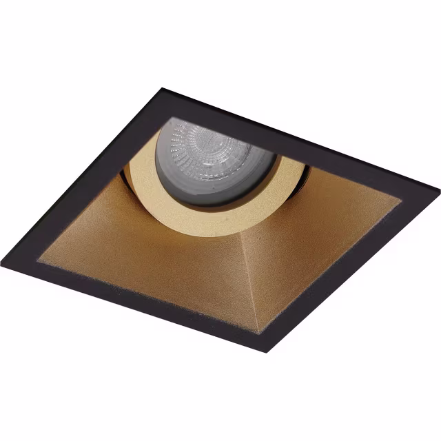 vierkante dimbare inbouwspot mat zwart met goud 3.4W warm wit licht 3000K 230 lumen vierkante dimbare inbouwspot mat zwart met goud 3.4W warm wit licht 3000K 230 lumen