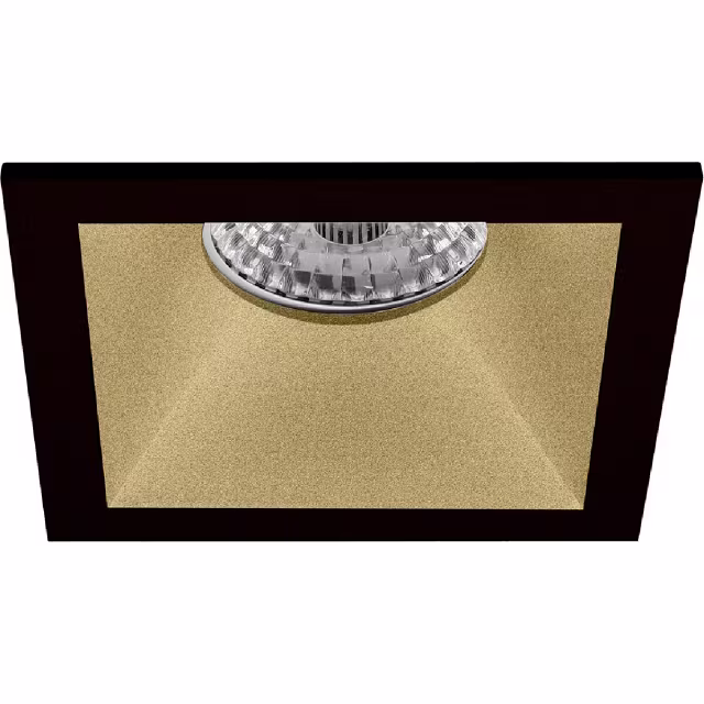 vierkante mat zwarte LED inbouwspot met goudkleurige rand GU10 fitting 8W 630 lumen warm wit licht vierkante mat zwarte LED inbouwspot met goudkleurige rand GU10 fitting 8W 630 lumen warm wit licht