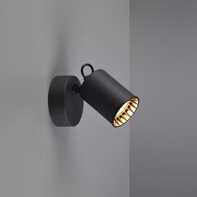 HLW LED LED wall spotlight - Trion Pirlo - GU10 fitting - 1 light - Round - Matte black - Aluminum HLW LED LED wall spotlight - Trion Pirlo - GU10 fitting - 1 light - Round - Matte black - Aluminum