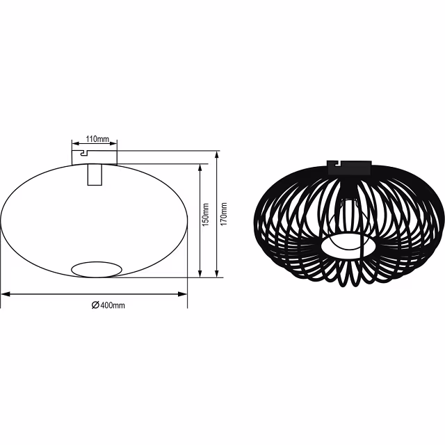 HLW LED LED Plafondlamp - Plafondverlichting - Trion Johy - E27 Fitting - Rond - Industrieel - Mat Zwart - Aluminium - 40cm HLW LED LED Plafondlamp - Plafondverlichting - Trion Johy - E27 Fitting - Rond - Industrieel - Mat Zwart - Aluminium - 40cm