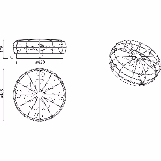 HLW LED LED Plafondlamp met Ventilator - Plafondventilator - Trion Turbind - E27 Fitting - Afstandsbediening - Rond - Mat Zwart - Aluminium