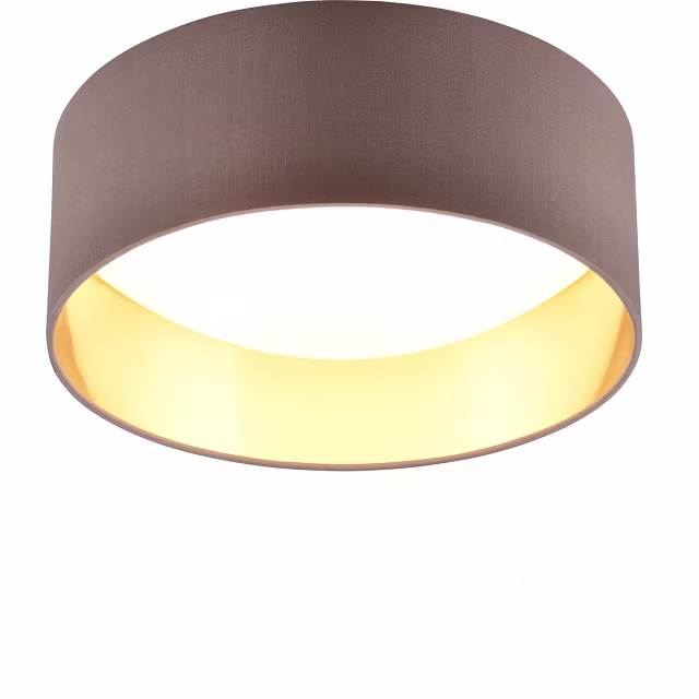 HLW LED LED Plafondlamp - Trion Lukaku - Warm Wit - 3000K - 12W - Rond - Taupe - Textiel HLW LED LED Plafondlamp - Trion Lukaku - Warm Wit - 3000K - 12W - Rond - Taupe - Textiel