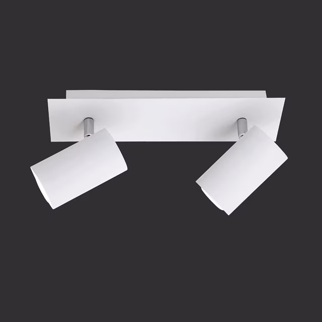 Mat witte 2-lichts plafondspot met GU10 fitting en wit licht tot 35W Mat witte 2-lichts plafondspot met GU10 fitting en wit licht tot 35W