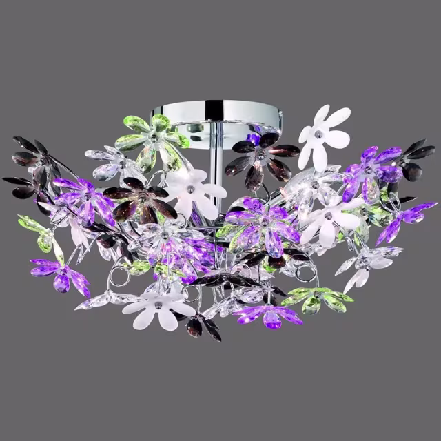 glanzende chroomkleurige LED plafonnière met 4 E14 fittingen en modern design glanzende chroomkleurige LED plafonnière met 4 E14 fittingen en modern design