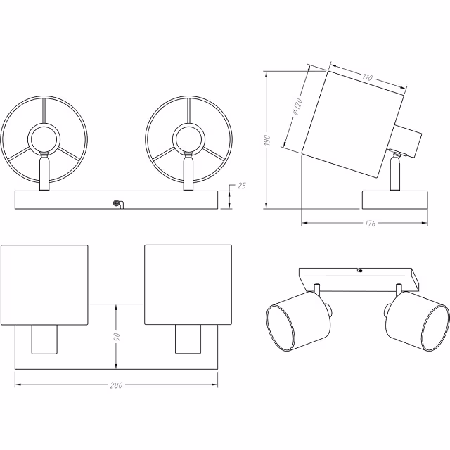 HLW LED LED Plafondspot - Plafondverlichting - Trion Torry - E14 Fitting - 2-lichts - Rechthoek - Mat Zwart - Aluminium HLW LED LED Plafondspot - Plafondverlichting - Trion Torry - E14 Fitting - 2-lichts - Rechthoek - Mat Zwart - Aluminium