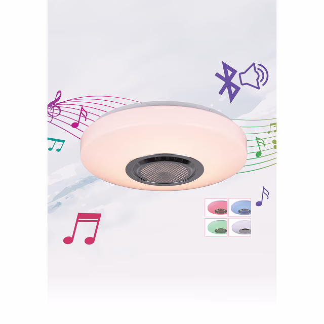 HLW LED LED Ceiling Light - Trion Niamy - 10W - Bluetooth Speaker - RGBW - Dimmable - Remote Control - Round - Matte White HLW LED LED Ceiling Light - Trion Niamy - 10W - Bluetooth Speaker - RGBW - Dimmable - Remote Control - Round - Matte White