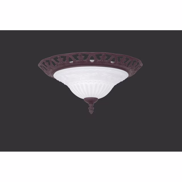 ronde roestkleurige LED plafondlamp met twee E27 fittingen en nikkelkleurige verlichting ronde roestkleurige LED plafondlamp met twee E27 fittingen en nikkelkleurige verlichting