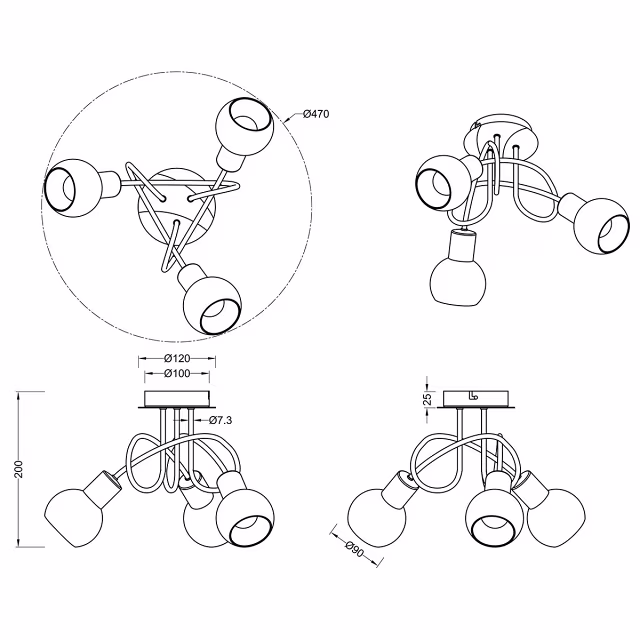 HLW LED LED Plafondspots - Trion Antiniba - E14 Fitting - 3-lichts - Rond - Mat Nikkel - Aluminium HLW LED LED Plafondspots - Trion Antiniba - E14 Fitting - 3-lichts - Rond - Mat Nikkel - Aluminium