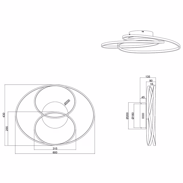 HLW LED LED Plafondlamp - Trion Gilo - 38W - Warm Wit 3000K - Dimbaar - Rond - Mat Nikkel - Aluminium