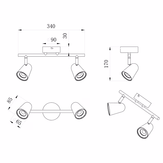 HLW LED LED Plafondspot - Trion Toluno - 6W - Warm Wit 3000K - 2-lichts - Rechthoek - Mat Zwart - Kunststof HLW LED LED Plafondspot - Trion Toluno - 6W - Warm Wit 3000K - 2-lichts - Rechthoek - Mat Zwart - Kunststof