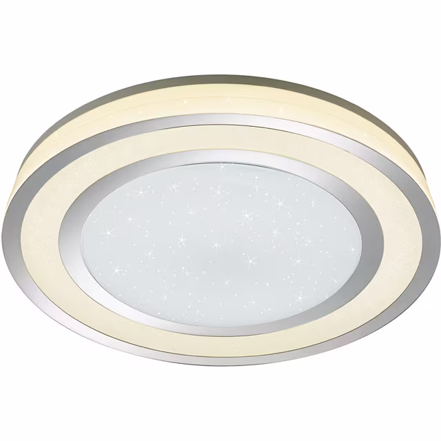 HLW LED LED Ceiling Light - Trion Noruno - 45W - Adjustable Color - Dimmable - Remote Control - Star Light - Round - Matte Chrome - Plastic
