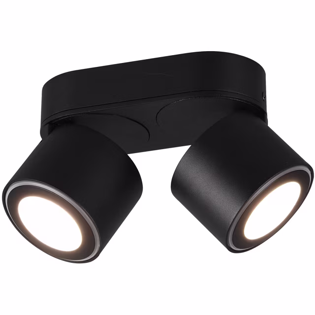 HLW LED LED Plafondspot - Trion Tarus - 8W - Warm Wit 3000K - 2-lichts - Rond - Mat Zwart - Aluminium HLW LED LED Plafondspot - Trion Tarus - 8W - Warm Wit 3000K - 2-lichts - Rond - Mat Zwart - Aluminium