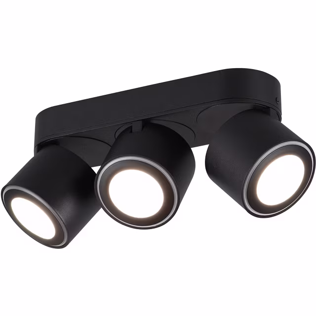 HLW LED LED Plafondspot - Trion Tarus - 12W - Warm Wit 3000K - 3-lichts - Rond - Mat Zwart - Aluminium HLW LED LED Plafondspot - Trion Tarus - 12W - Warm Wit 3000K - 3-lichts - Rond - Mat Zwart - Aluminium