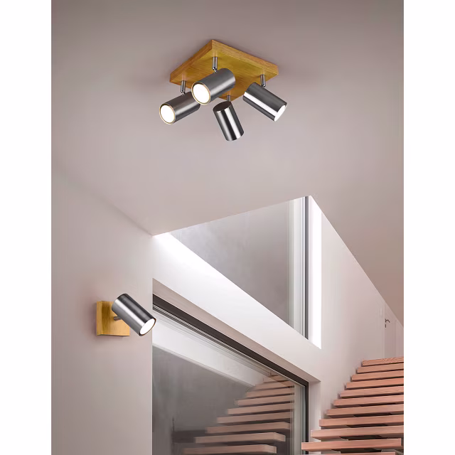 HLW LED LED Plafondspot - Trion Milona - GU10 Fitting - 4-lichts - Rond - Mat Nikkel - Aluminium HLW LED LED Plafondspot - Trion Milona - GU10 Fitting - 4-lichts - Rond - Mat Nikkel - Aluminium