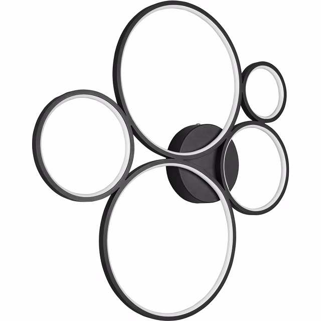 HLW LED LED Plafondlamp - Trion Rondy - 49W - Warm Wit 3000K - Dimbaar - Rond - Mat Zwart - Aluminium HLW LED LED Plafondlamp - Trion Rondy - 49W - Warm Wit 3000K - Dimbaar - Rond - Mat Zwart - Aluminium