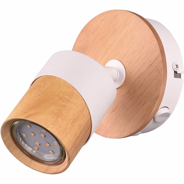 HLW LED LED ceiling spotlight - Trion Arnia - GU10 fitting - 1 light - Round - Wood/White - Natural wood HLW LED LED ceiling spotlight - Trion Arnia - GU10 fitting - 1 light - Round - Wood/White - Natural wood