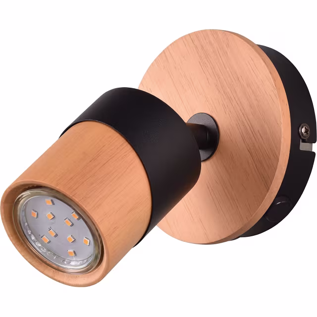 HLW LED LED Plafondspot - Trion Arnia - GU10 Fitting - 1-lichts - Rond - Hout/Zwart - Natuurhout HLW LED LED Plafondspot - Trion Arnia - GU10 Fitting - 1-lichts - Rond - Hout/Zwart - Natuurhout