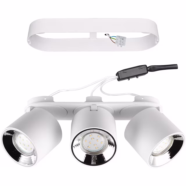 ronde mat witte LED plafondlamp met drie GU10 fittingen en wit licht tot 10 watt ronde mat witte LED plafondlamp met drie GU10 fittingen en wit licht tot 10 watt