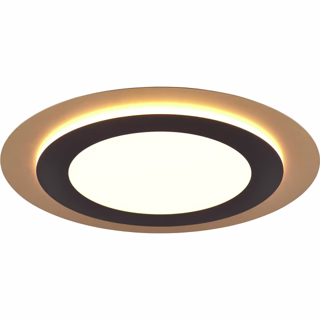 HLW LED LED Plafondlamp - Plafondverlichting - Trion Groan - 42W - Aanpasbare Kleur - Afstandsbediening - Dimbaar - Rond - Zwart Goud - Metaal HLW LED LED Plafondlamp - Plafondverlichting - Trion Groan - 42W - Aanpasbare Kleur - Afstandsbediening - Dimbaar - Rond - Zwart Goud - Metaal
