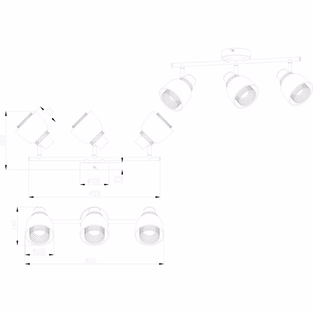 HLW LED LED Plafondspot - Trion Blado - E14 Fitting - 3-lichts - Rechthoek - Mat Zwart - Metaal HLW LED LED Plafondspot - Trion Blado - E14 Fitting - 3-lichts - Rechthoek - Mat Zwart - Metaal