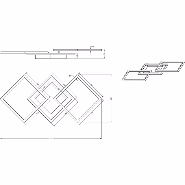HLW LED LED Ceiling Light - Trion Square - 31W - Warm White 3000K - Square - Matte Black - Metal HLW LED LED Ceiling Light - Trion Square - 31W - Warm White 3000K - Square - Matte Black - Metal