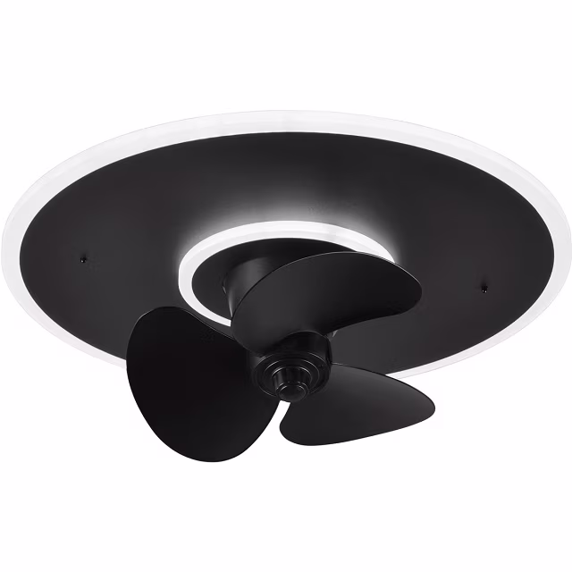 HLW LED LED Ceiling Light with Fan - Ceiling Fan - Trion Bryan - 30W - Adjustable Color - Remote Control - Dimmable - Round - Matte Black - Metal HLW LED LED Ceiling Light with Fan - Ceiling Fan - Trion Bryan - 30W - Adjustable Color - Remote Control - Dimmable - Round - Matte Black - Metal