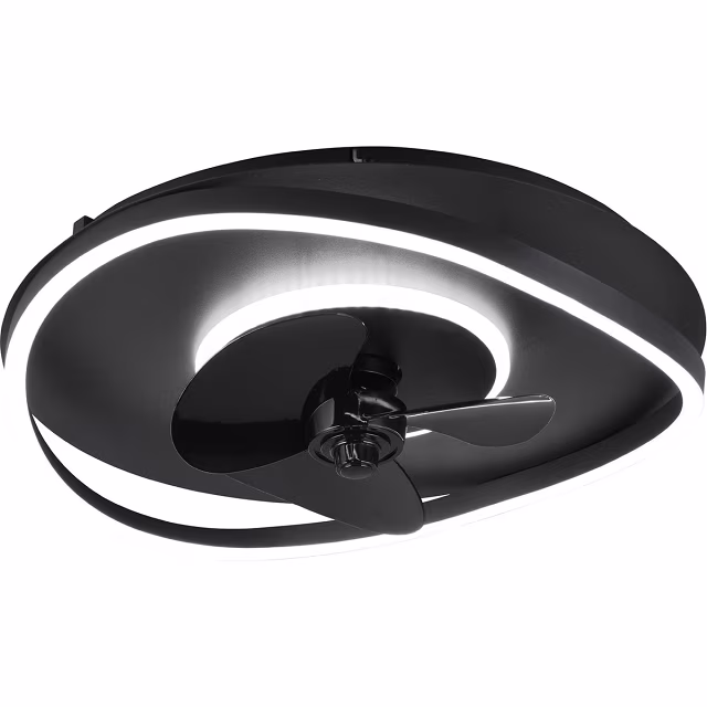 HLW LED LED Ceiling Light with Fan - Ceiling Fan - Trion Sorti - 30W - Adjustable Color - Remote Control - Dimmable - Round - Matte Black - Metal HLW LED LED Ceiling Light with Fan - Ceiling Fan - Trion Sorti - 30W - Adjustable Color - Remote Control - Dimmable - Round - Matte Black - Metal
