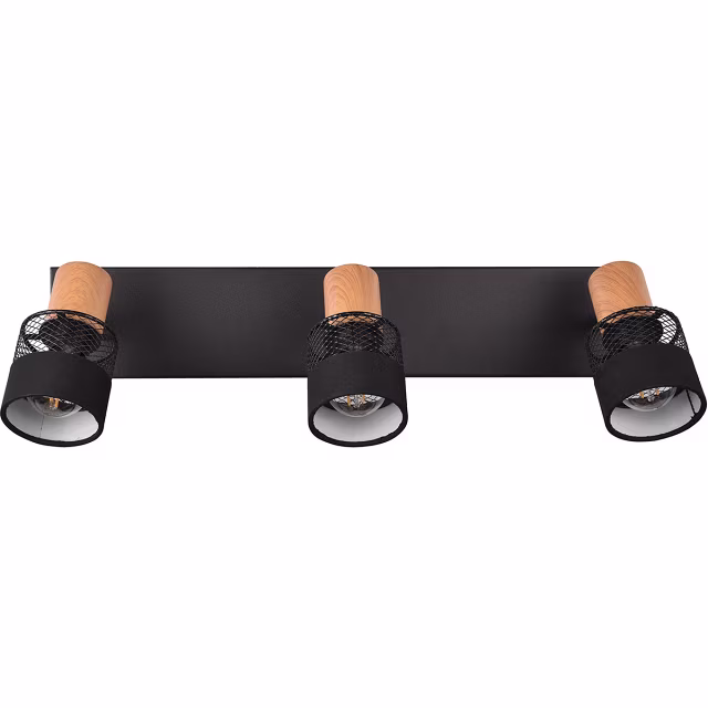 Mat zwarte LED plafondspot met drie E14 fittingen en een diameter van 58 cm, geschikt tot 10W verlichting Mat zwarte LED plafondspot met drie E14 fittingen en een diameter van 58 cm, geschikt tot 10W verlichting