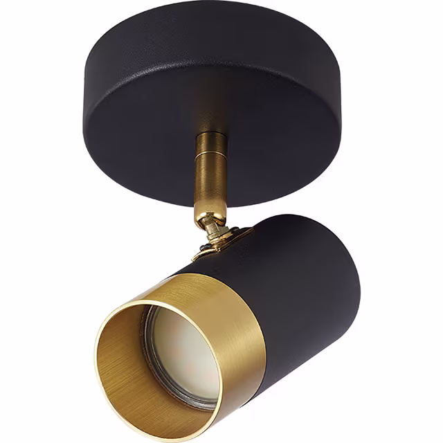 HLW LED LED Plafondspot - Brinton Tronta - GU10 Fitting - 1-lichts - Kantelbaar - Rond - Zwart/Goud