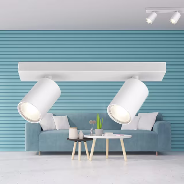 mat witte LED plafondspot met 2 GU10 lampen, dimbaar, 10W, 760 lumen, neutraal wit licht 4000K mat witte LED plafondspot met 2 GU10 lampen, dimbaar, 10W, 760 lumen, neutraal wit licht 4000K