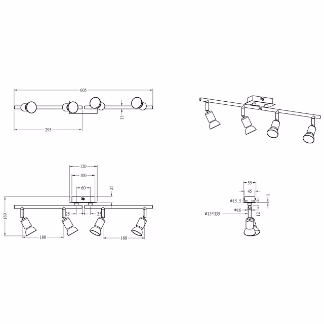 HLW LED LED Plafondspot - Trion Nimo - GU10 Fitting - 12W - Warm Wit 3000K - 4-lichts - Rechthoek - Mat Nikkel - Aluminium HLW LED LED Plafondspot - Trion Nimo - GU10 Fitting - 12W - Warm Wit 3000K - 4-lichts - Rechthoek - Mat Nikkel - Aluminium