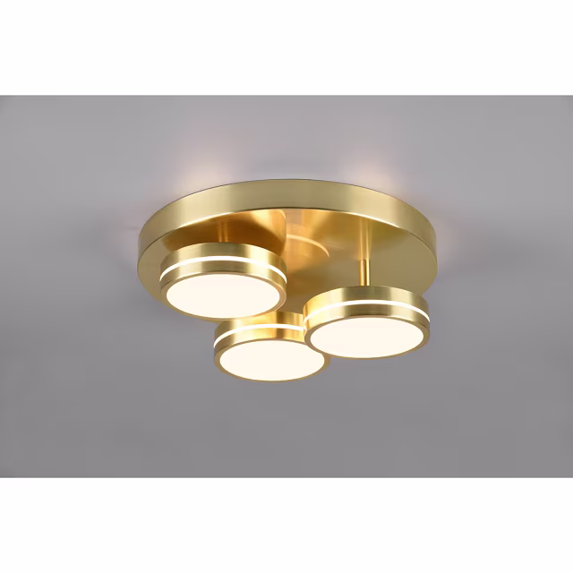 HLW LED LED Ceiling Light - Ceiling Lighting - Trion Franco - 25.5W - Warm White 3000K - 3-light - Dimmable - Round - Matte Gold - Aluminum HLW LED LED Ceiling Light - Ceiling Lighting - Trion Franco - 25.5W - Warm White 3000K - 3-light - Dimmable - Round - Matte Gold - Aluminum