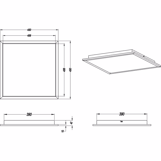vierkante mat zwarte LED plafondlamp 26W met warm wit licht 3000K en 3000 lumen vierkante mat zwarte LED plafondlamp 26W met warm wit licht 3000K en 3000 lumen