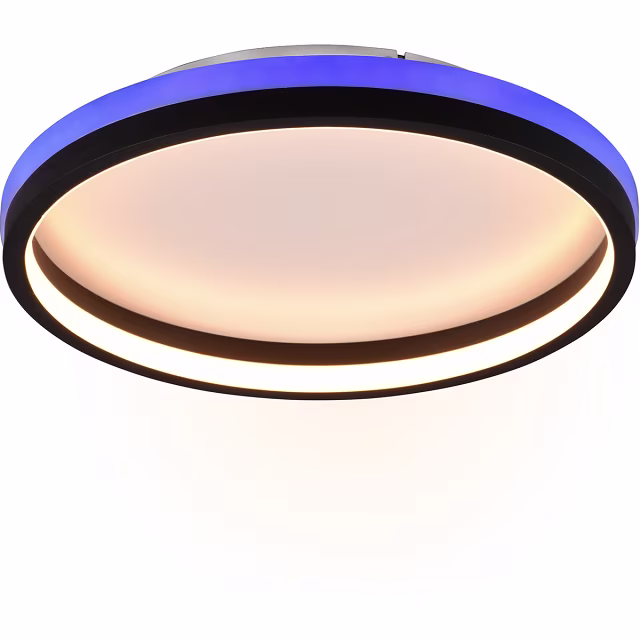 HLW LED LED Ceiling Lamp - Ceiling Lighting - Trion Kio - 18W - RGBW - Dimmable - Adjustable Color - Remote Control - Round - Matte Black - Metal HLW LED LED Ceiling Lamp - Ceiling Lighting - Trion Kio - 18W - RGBW - Dimmable - Adjustable Color - Remote Control - Round - Matte Black - Metal