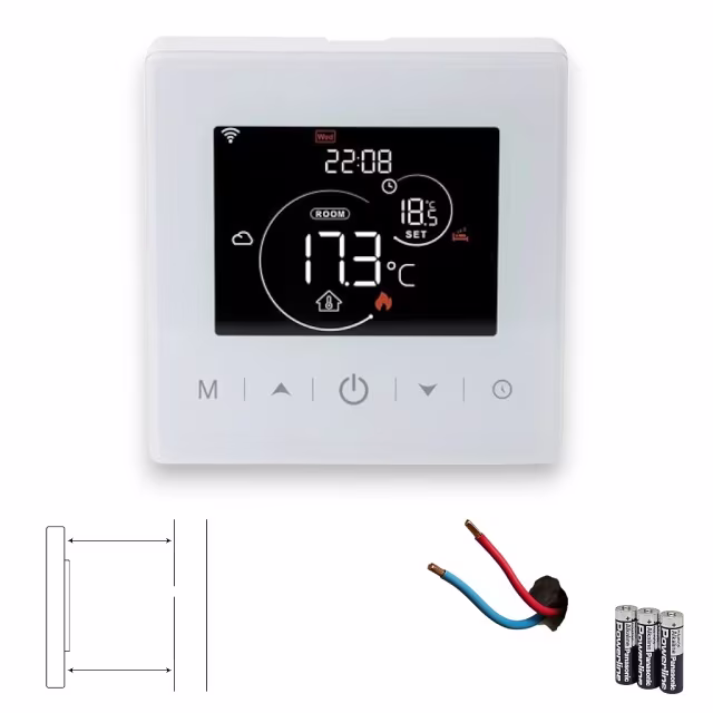 Smartlife Domotica Wifi Opbouw Thermostaat met Touchscreen voor C.V. Installatie (met statistieken)