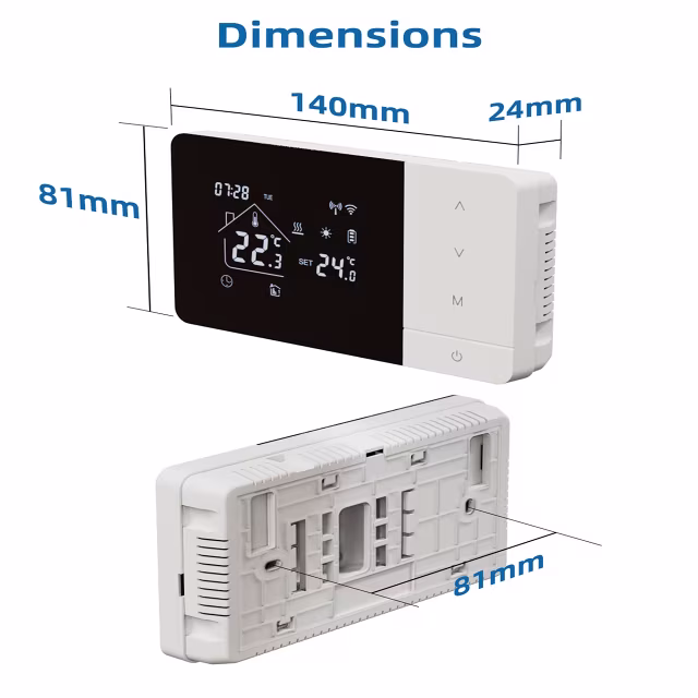 Smartlife Domotica Wifi Opbouw Thermostaat met Touchscreen voor C.V. Installatie (zwart/wit) + USB
