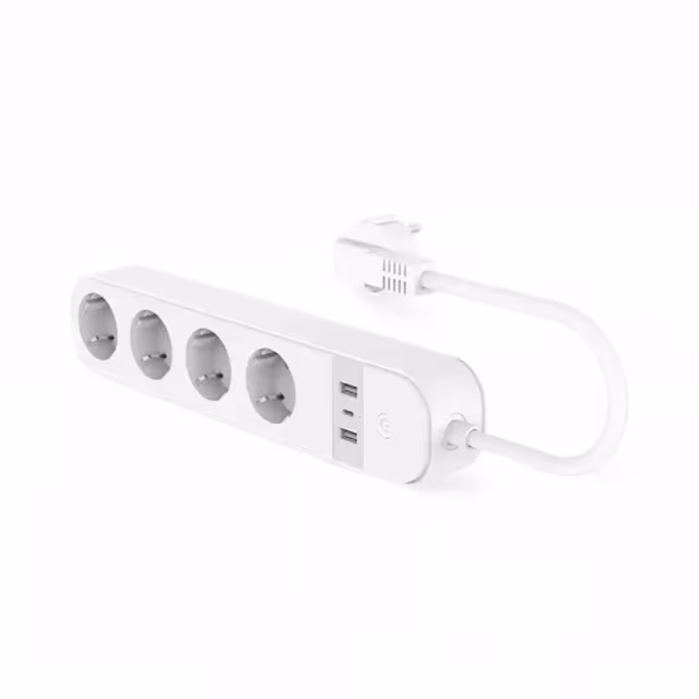 Smartlife Domotica Slimme WiFi Stekkerdoos | 4x EU-stopcontacten | 2x USB-A + 1x USB-C | Spraakbesturing | Timer per poort | Overbelastingsbeveiliging | 3680W | 330x60x40 mm (Schuko)