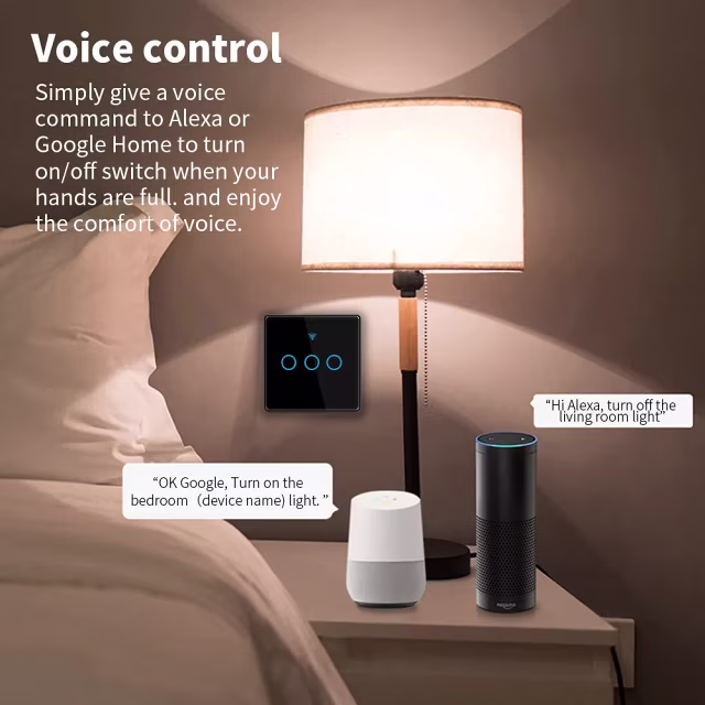 Smartlife Domotica Smart WiFi Touch Lichtschakelaar Wit | 2-knoppen | Geen Nuldraad Nodig | Geharde glazen paneel | Alexa en Google Home | RF433 Ondersteuning