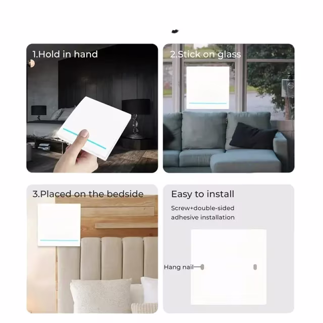 Smartlife Domotica RF 433Mhz Slimme Draadloze Schakelaar Zwart (3-knoppen) - LOSSE KNOP