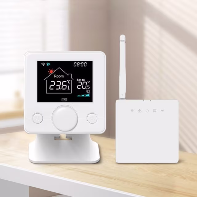 Smartlife Domotica Smart WiFi Opbouw Thermostaat | Draaiknop Bediening | Draadloos | Voor C.V.-Installatie | Tuya App | Google Home & Alexa | Zwart/Wit Smartlife Domotica Smart WiFi Opbouw Thermostaat | Draaiknop Bediening | Draadloos | Voor C.V.-Installatie | Tuya App | Google Home & Alexa | Zwart/Wit