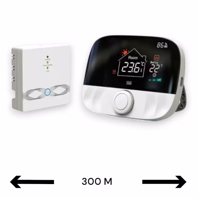 Smartlife Domotica Wifi Draadloze Thermostaat met Draaiknop voor C.V. Installatie (zwart/grijs)