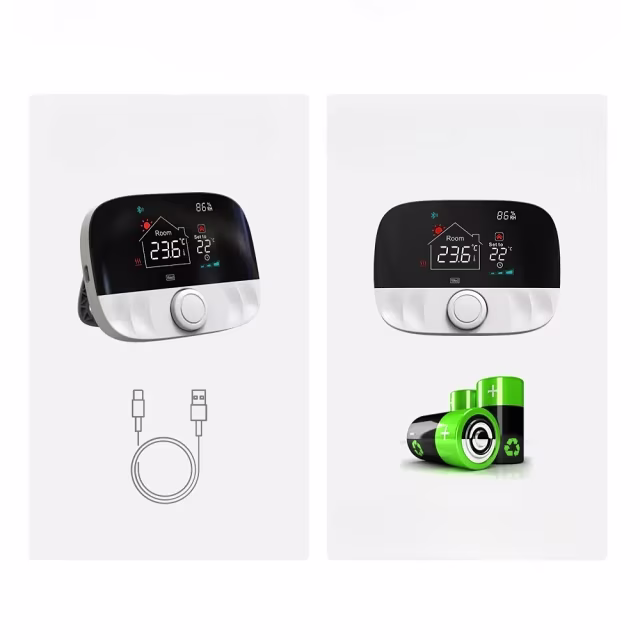 Smartlife Domotica Wifi Draadloze Thermostaat met Draaiknop voor C.V. Installatie (zwart/grijs)