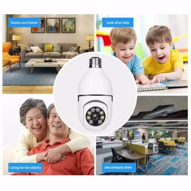 Smartlife Domotica Wifi Beveiligings Camera 360 graden draaibaar E27 Schroefaansluiting 2.4 Ghz